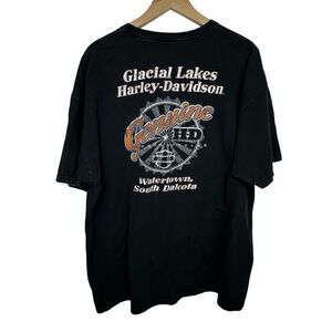 HARLEY-DAVIDSON Motorcycles Black GLACIAL LAKES Tshirt Men’s Size 2XL